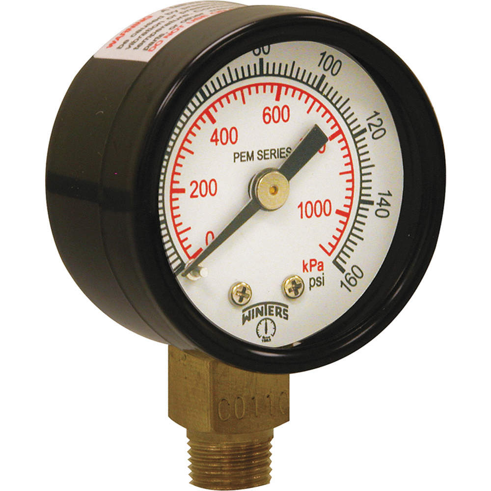 Economy Gauge 0 to 160 psi/kPa, 2" dial, ¼" NPT back | Part No. PEM1409 | WINTERS