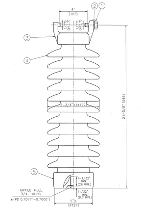 Insulator 69kV Line Post Porcelain Vertical | DA-85191-E